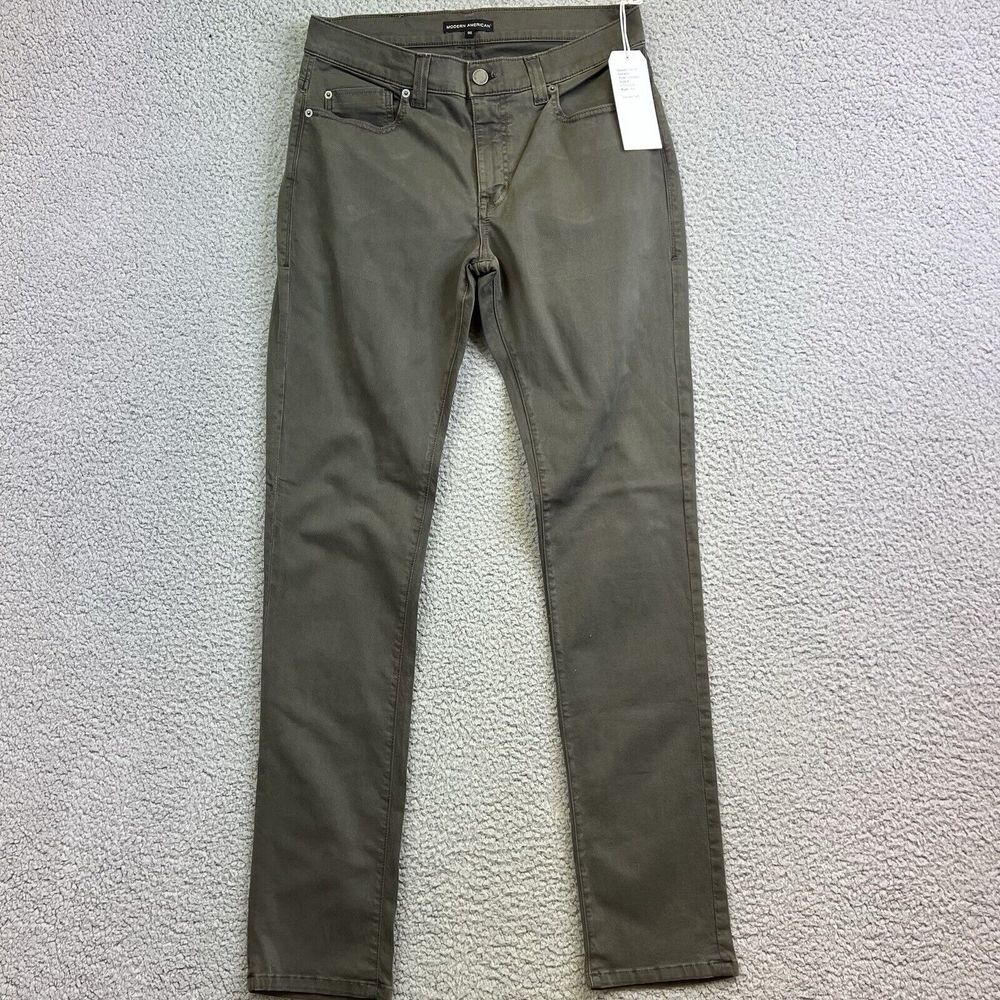 Modern American Mens Green Sage Denim Jeans‎ Sz 32 Lexington Slim 31x34 Torino